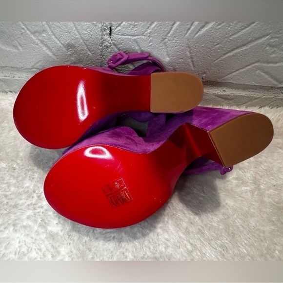 New Christian Louboutin Superyaz Purple Suede Strap Platform Sandals Size 37.5 - Picture 8 of 9